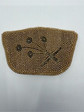 Vintage faux pearl Beaded Floral Wristlet Clutch